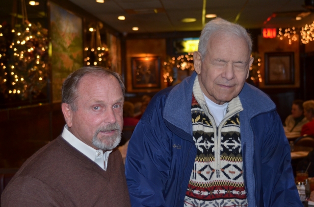 Drew Bachman & Surprise Guest George Lamprinakos (wrestling & football coach) discussing Drews State Wrestling Championship (Lampys 1st State Champion).  Lampy telling Drew he just could not bear to watch! @ Barts Holiday Luncheon 2012